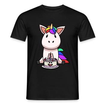 Licorne Gâteau d’anniversaire Gâteau enfant - T-shirt homme - noir - Devant - AI Model Male 178 light (178cm)