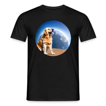 Golden Retriever sieht zur Erde - Männer T-Shirt - Schwarz - Vorne - AI Model Male 178 light (178cm)