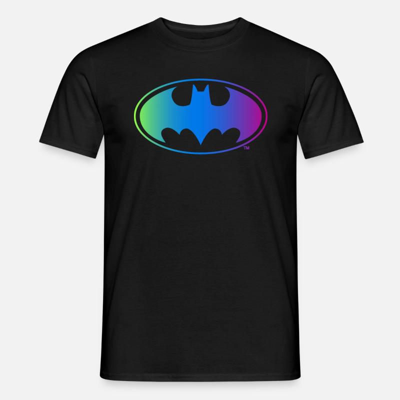 Batman Neon Logo bunt - Männer T-Shirt - Schwarz