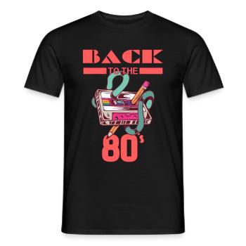 Back to the 80's with Music cassette tape - Men's T-Shirt - black - Front - AI Model Male 178 light (178cm)
