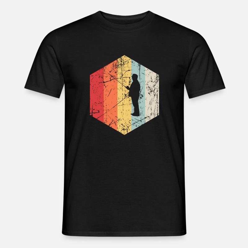 Retro Angler - Männer T-Shirt - Schwarz