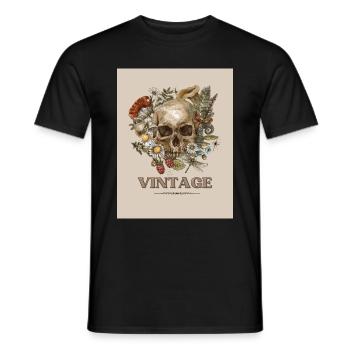 Vintage skull - T-shirt homme - noir - Devant - AI Model Male 178 light (178cm)