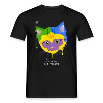 Chat - Sois toi-même, sois différent - Cat - T-shirt homme - noir - Devant - AI Model Male 178 light (178cm)