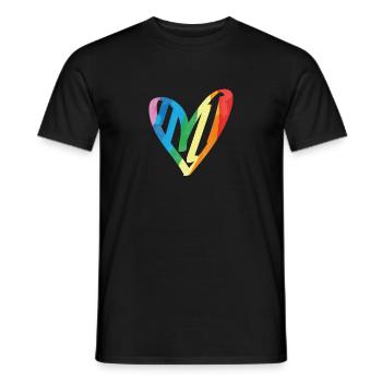 Regenbogen Herz Pride CSD Gay Funny LGBTQ - Männer T-Shirt - Schwarz - Vorne - AI Model Male 178 light (178cm)