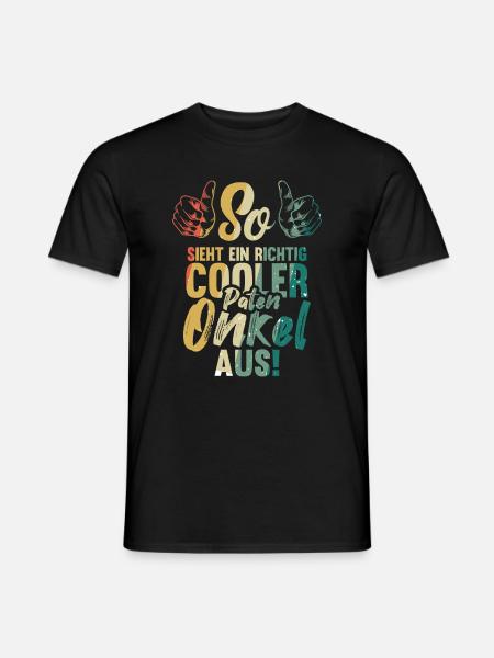 So Sieht ein Cooler Patenonkel aus Onkel Vintage - Männer T-Shirt - Schwarz