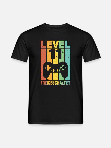 11. Geburtstag Zocker Retro Level 11 Jahre - Männer T-Shirt - Schwarz