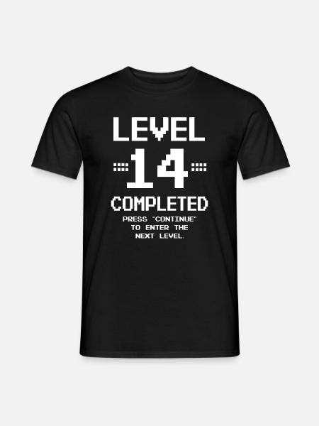 14. Geburtstag Retro Level 14 Jahre Party - Männer T-Shirt - Schwarz