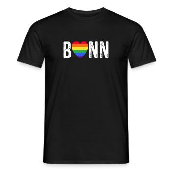 LGBT Bonn Gay Pride Equality Ally CSD Regenbogen - Männer T-Shirt - Schwarz - Vorne - AI Model Male 178 light (178cm)