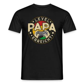 Level PAPA Erreicht - Männer T-Shirt - Schwarz - Vorne - AI Model Male 178 light (178cm)