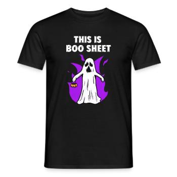 C’EST BOO SHEET Ghost * Joyeux Halloween * - T-shirt homme - noir - Devant - AI Model Male 178 light (178cm)