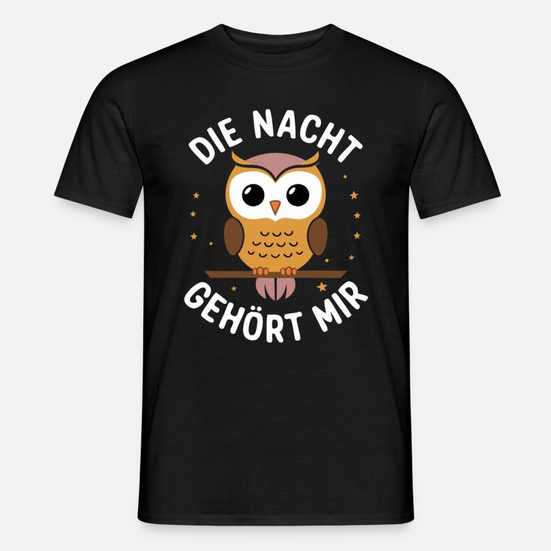 Nachteule Eule Eulen Vogel - Männer T-Shirt - Schwarz