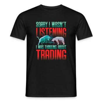 Je pensais au trading - T-shirt homme - noir - Devant - AI Model Male 178 light (178cm)