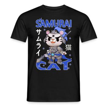 Samurai Cat japan cat - Männer T-Shirt - Schwarz - Vorne - AI Model Male 178 light (178cm)