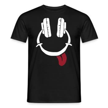 Casque de rire - Smile Face - T-shirt homme - noir - Devant - AI Model Male 178 light (178cm)