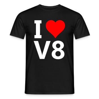 I love V8 - Men's T-Shirt - black - Front - AI Model Male 178 light (178cm)