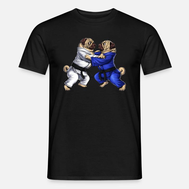 Möpse Jiu-Jitsu Ringer - Männer T-Shirt - Schwarz