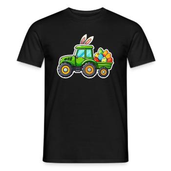 Tracteur lapin de Pâques avec oreilles de lapin - T-shirt homme - noir - Devant - AI Model Male 178 light (178cm)