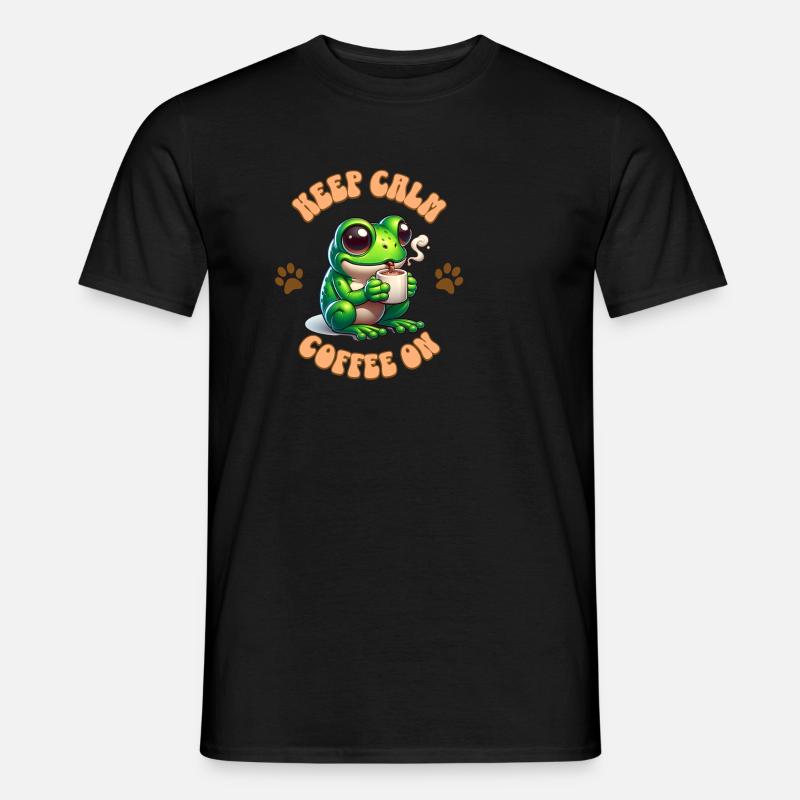 Keep calm Coffee on - Frosch - Männer T-Shirt - Schwarz