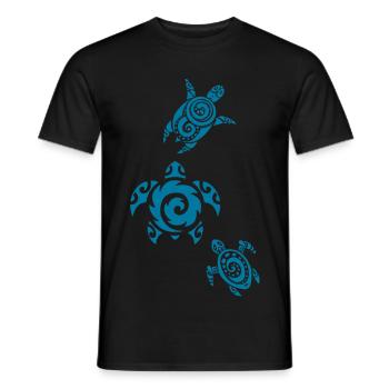 Three blue sea turtles - Men's T-Shirt - black - Front - AI Model Male 178 light (178cm)