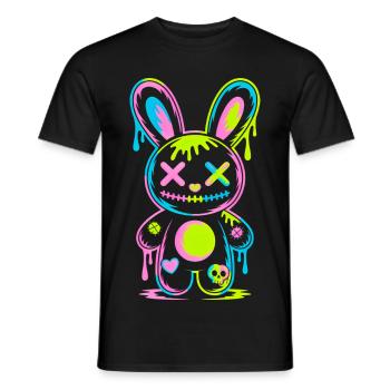 Creepy Cute Kawaii Bunny Neon Gothic Grunge - Men's T-Shirt - black - Front - AI Model Male 178 light (178cm)