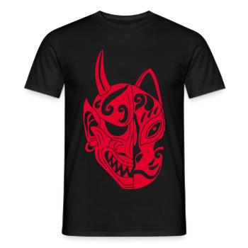 Japanese Red Demon Cat - Men's T-Shirt - black - Front - AI Model Male 178 light (178cm)