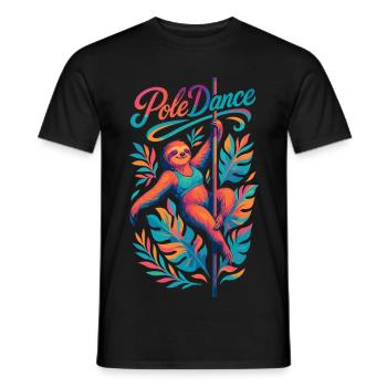 Pole Dance Sloth Pole Dancer Funny Gift - Men's T-Shirt - black - Front - AI Model Male 178 light (178cm)