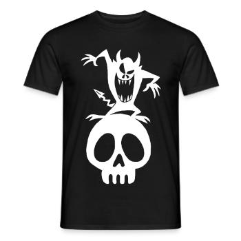 Démon blanc sur un crâne - T-shirt homme - noir - Devant - AI Model Male 178 light (178cm)