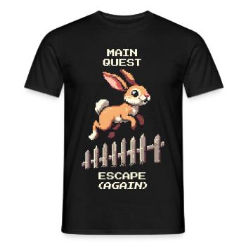 Main Quest Escape | Hasen Ausbruchswitz - Männer T-Shirt - Schwarz - Vorne - AI Model Male 178 light (178cm)
