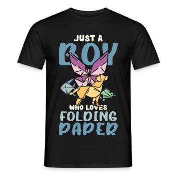 Boy Loves Origami Folding Art - Men's T-Shirt - black - Front - AI Model Male 178 light (178cm)
