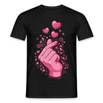 Finger Heart Kpop Koreanische Musik Süße Liebe Korea - Männer T-Shirt - Schwarz - Vorne - AI Model Male 178 light (178cm)