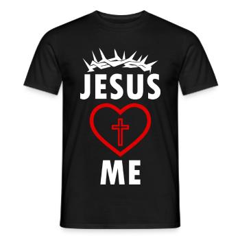 jesus loves me - Men's T-Shirt - black - Front - AI Model Male 178 light (178cm)