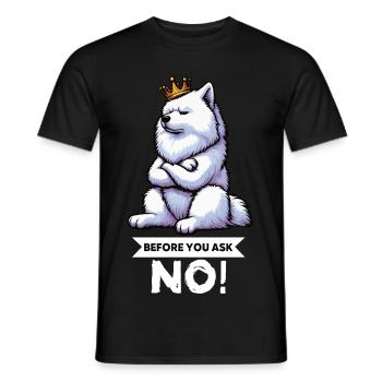 Avant que vous ne demandiez au propriétaire des samoyèdes - T-shirt homme - noir - Devant - AI Model Male 178 light (178cm)