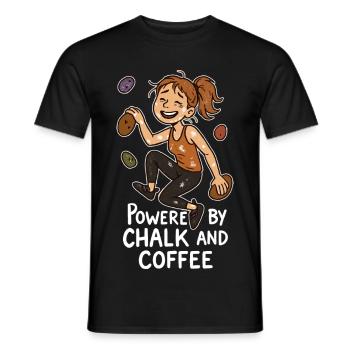 Bouldern, Chalk & Kaffee: Müde Kletterin Comic - Männer T-Shirt - Schwarz - Vorne - AI Model Male 178 light (178cm)