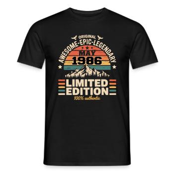 Mai 1986 – Mai 1986 - Männer T-Shirt - Schwarz - Vorne - AI Model Male 178 light (178cm)