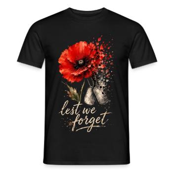 Wir vergessen das Mohngewicht | Gedenktag - Männer T-Shirt - Schwarz - Vorne - AI Model Male 178 light (178cm)