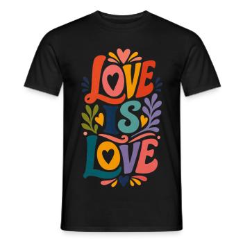 Love Is Love Vintage 70s Pride Motiv CSD Parade - Männer T-Shirt - Schwarz - Vorne - AI Model Male 178 light (178cm)