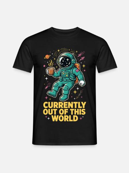 Astronaut with coffee in space - Men's T-Shirt - black
