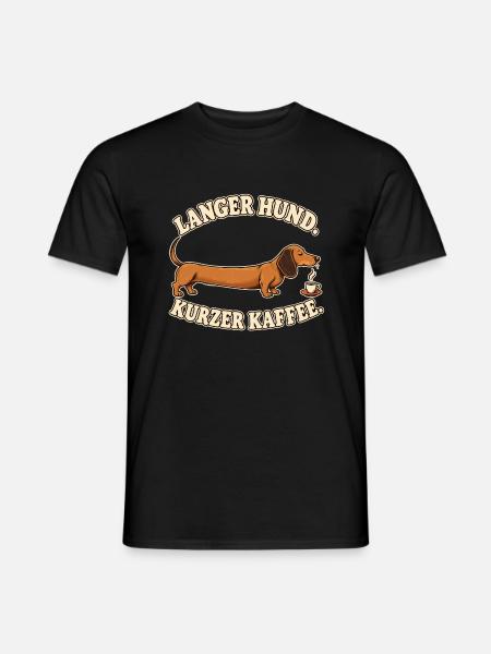 Dackel mit Espresso – Langer Hund, kurzer Kaffee - Männer T-Shirt - Schwarz