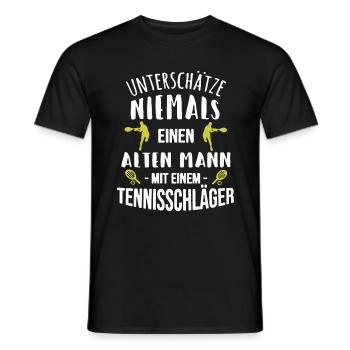 Tennis Alter Mann Sport Tennisschläger - Männer T-Shirt - Schwarz - Vorne - AI Model Male 178 light (178cm)