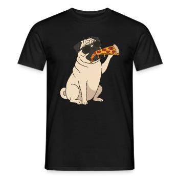 Pug Eating Pizza Funny - Men's T-Shirt - black - Front - AI Model Male 178 light (178cm)