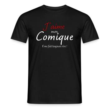 J'aime mon comique il me fait rire cadeau humour - T-shirt homme - noir - Devant - AI Model Male 178 light (178cm)