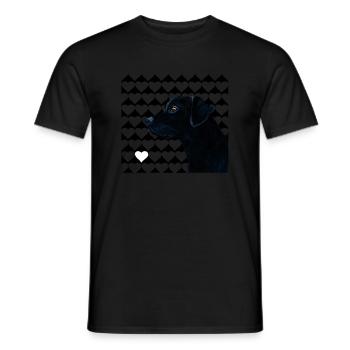 black labrador with heart - Men's T-Shirt - black - Front - AI Model Male 178 light (178cm)