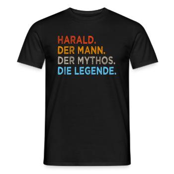 Harald Mann Mythos Legende - Männer T-Shirt - Schwarz - Vorne - AI Model Male 178 light (178cm)