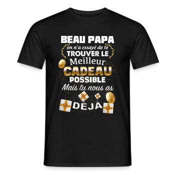 Mon Beau Papa adoré cadeau humour beau-père - T-shirt homme - noir - Devant - AI Model Male 178 light (178cm)