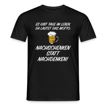 Nachschenken statt nachdenken, Bier grillen Party - Männer T-Shirt - Schwarz - Vorne - AI Model Male 178 light (178cm)