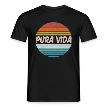 Pura Vida Costa Rica Sunset 70s 80s Surfer Summer - Men's T-Shirt - black - Front - AI Model Male 178 light (178cm)