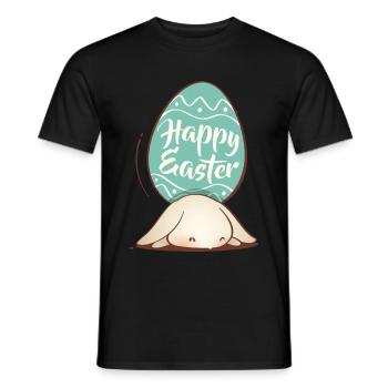 Doux lapin de Pâques avec oeuf coloré et lettrage - T-shirt homme - noir - Devant - AI Model Male 178 light (178cm)