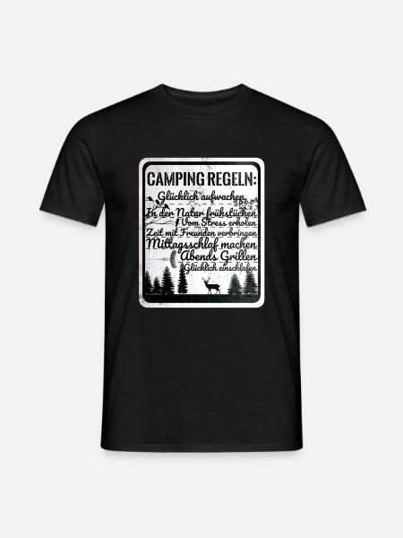 Lustige Camping Regeln Geschenk für Camper Familie - Männer T-Shirt - Schwarz
