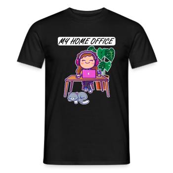 Bureau à domicile Fille Chat Travail à domicile - T-shirt homme - noir - Devant - AI Model Male 178 light (178cm)