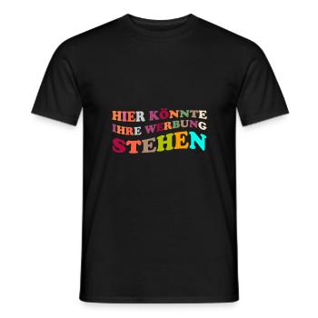 lustigem Spruch "Hier könnte Ihre Werbung stehen" - Männer T-Shirt - Schwarz - Vorne - AI Model Male 178 light (178cm)